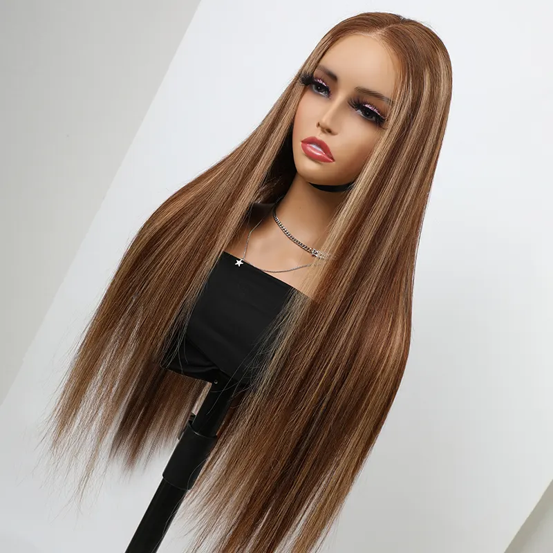 4/27 Highlight Wear Go Glueless Wig Pre-cut Lace Straight Hair 7x5 Lace Wig Preplucked with Natural Hairline