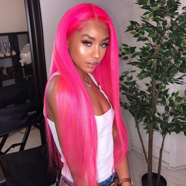 Blue & Pink & Purple Colored Human Hair Wigs Pre-Plucked 13x4 Lace Front Wig With Baby Hair