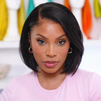 HairHive Straight Blow Out Hair Cut Bob Wig Pre-Cut HD Lace Wear Go Glueless Wig