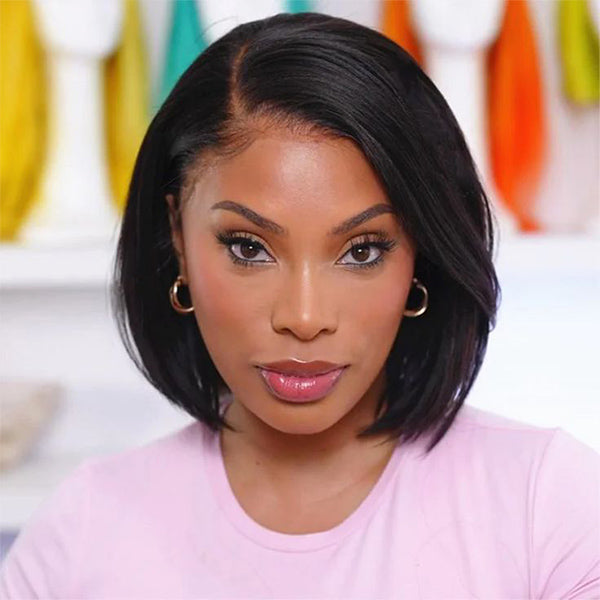HairHive Straight Blow Out Hair Cut Bob Wig Pre-Cut HD Lace Wear Go Glueless Wig