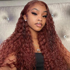 3 In 1 Half Wig | Reddish Brown Water Wave Wear Go Half Wig Daily Wear Drawstring Flip Over Wig