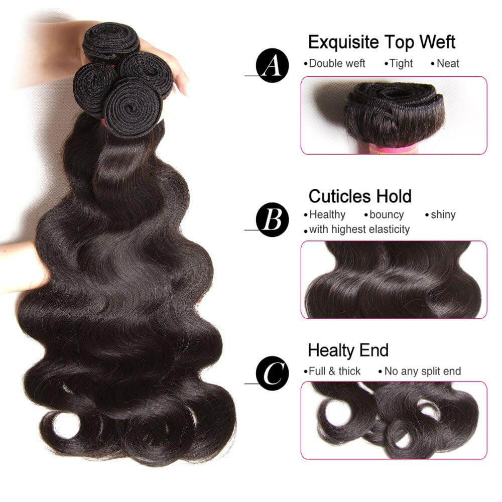 Straight 3Bundles Human Hair Weave  for Black Woman