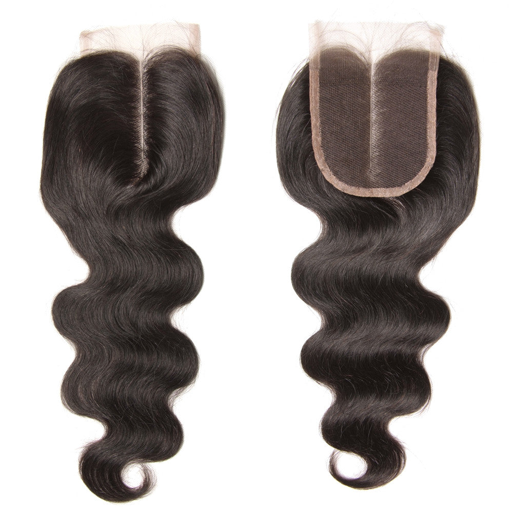 Sunber 1pcs 4*4 Lace Closure Body Wave Hairstyle, Three/Middle/Free Part Swiss Lace Closure
