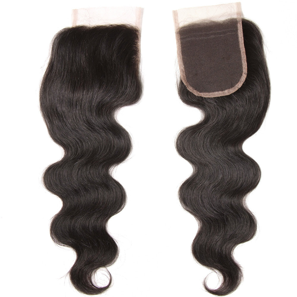 Sunber 1pcs 4*4 Lace Closure Body Wave Hairstyle, Three/Middle/Free Part Swiss Lace Closure
