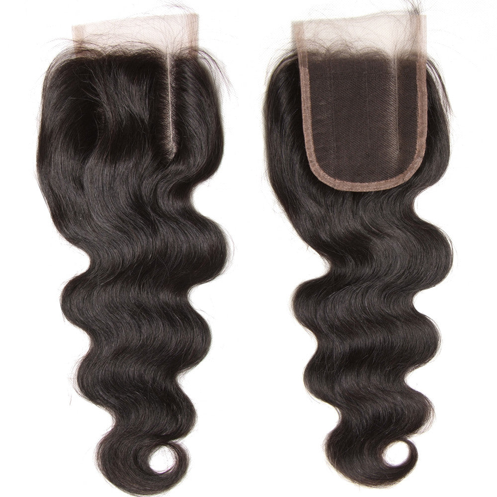 Sunber 1pcs 4*4 Lace Closure Body Wave Hairstyle, Three/Middle/Free Part Swiss Lace Closure