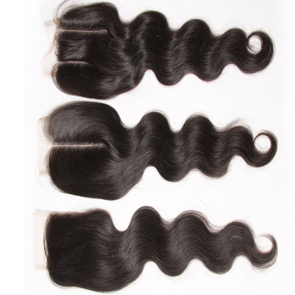 Sunber 1pcs 4*4 Lace Closure Body Wave Hairstyle, Three/Middle/Free Part Swiss Lace Closure