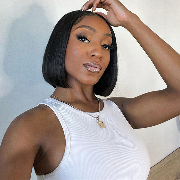 HairHive Wear Go Wigs Straight Hair Pre Cut 7x5 HD Lace Closure Wig Short Bob Glueless Wig
