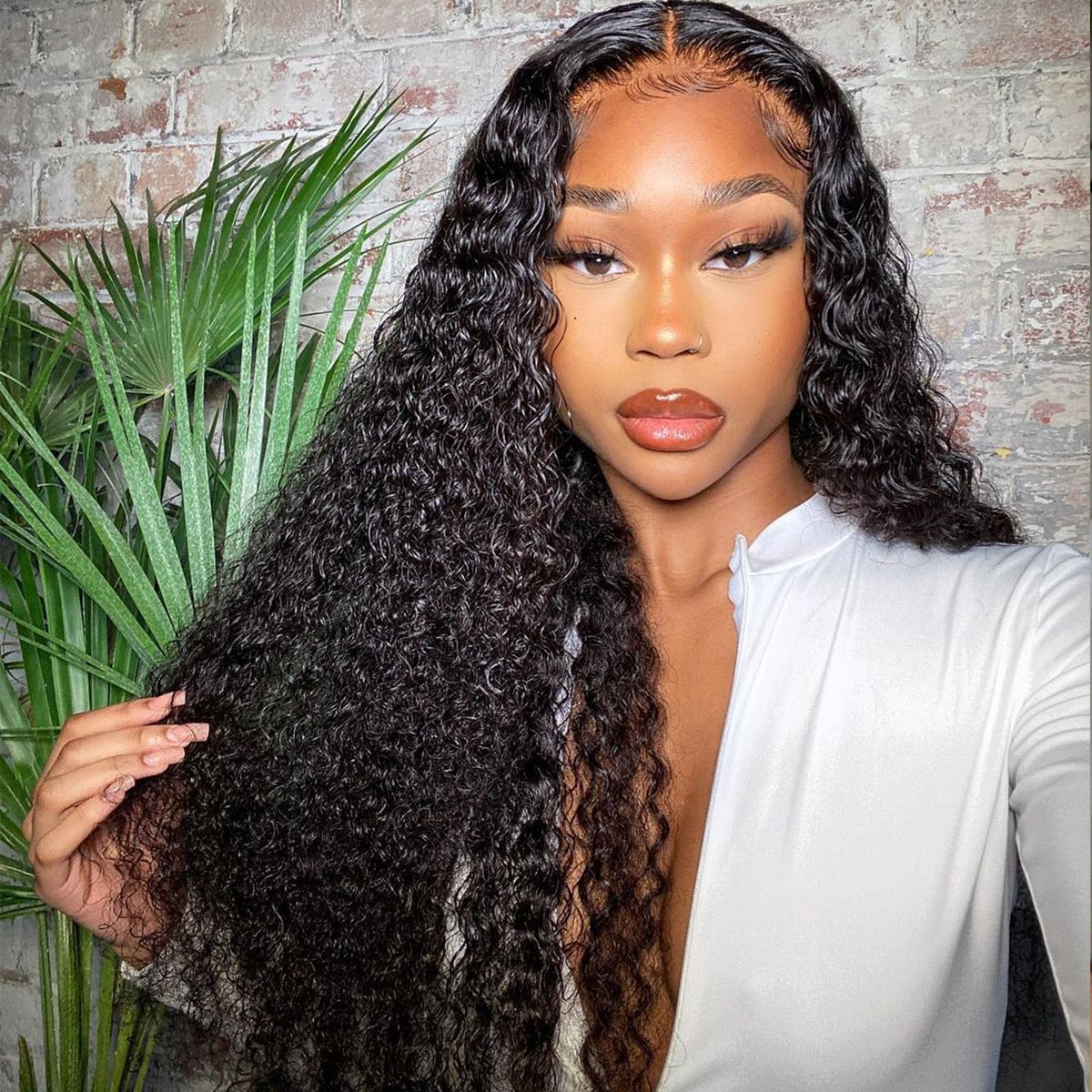 360 Lace Frontal Wigs Brazilian Deep Curly Human Hair Wigs Preplucked with Baby Hair