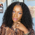 Sunber 180% Density Afro/ Kinky Curly Upgrade New V Part With No Lace No Glue Affordable Wig