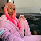 Ombre Pink Straight Human Hair Lace Front Wigs Preplucked with Natural Hairline