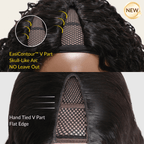 Sunber 180% Density Kinky Curly V Part With Elastic Drawstring No Lace No Glue Affordable Wig