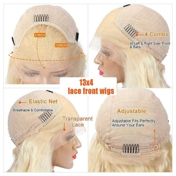 613 Blonde Kinky Curly Human Hair 13x4 Lace Front Wigs Pre-plucked with Baby Hair for Women