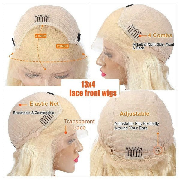 Deep Curly 13x4 Lace Frontal Wigs 613 Blonde Deep Wave Pre-plucked Human Hair Lace Front Wigs