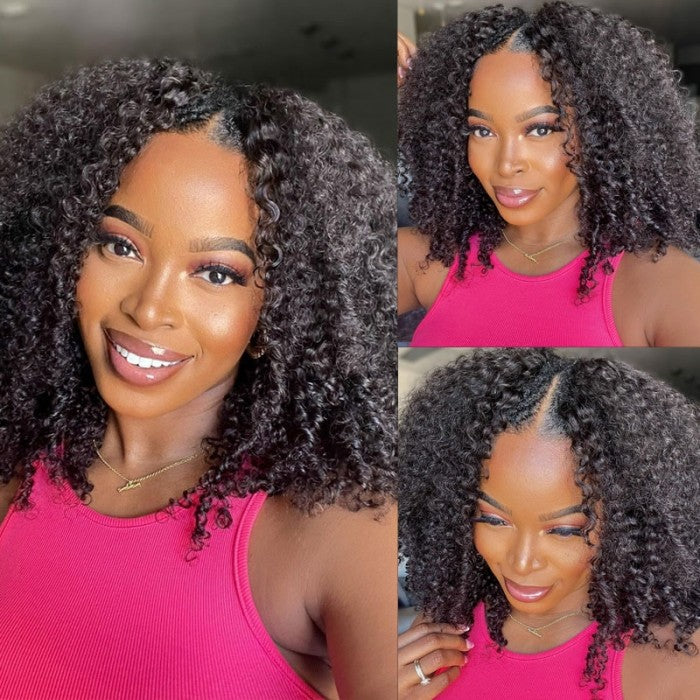 Sunber $100 Off Kinky Curly V Part Wig No Glue No Leave Out Human Hair Wigs