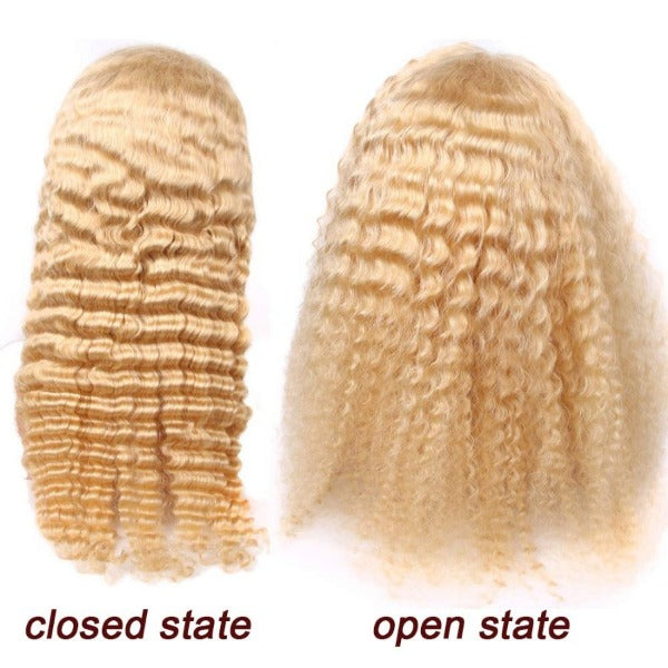 Deep Curly 13x4 Lace Frontal Wigs 613 Blonde Deep Wave Pre-plucked Human Hair Lace Front Wigs