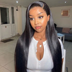 360 Lace Wigs Straight Preplucked Human Hair Lace Front Wigs Natural Black