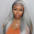 Grey Color Human Hair Wigs Ash Gray Brazilian Straight 13x4 4x4 Lace Front Wigs Preplucked for Women