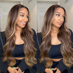 Highlight Body Wave 13x4 Invisible Transparent Lace Human Virgin Hair Lace Front Wigs