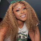 Kinky Curly 4/27 Highlight Wear Go Glueless Wig Pre-cut Lace Wig 7x5 Lace Wig Preplucked with Natural Hairline