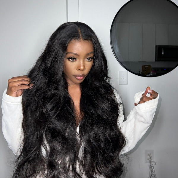 HairHive Body Wave Hair Wear & Go Glueless Wigs 7x5 Pre Cut HD Lace Closure Wigs With Pre Plucked Nautral Hairline