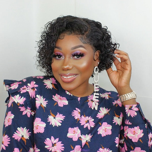 Short Curly Hair 13x4 Lace Front Wig Pixie Wig Human Hair Preplucked with Baby Hair