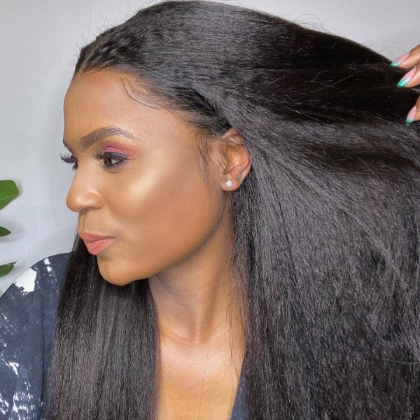 Kinky Straight Wig Preplucked 13x4 13x6 HD Lace Front Wigs Natural Black Brazilian Virgin Human Hair