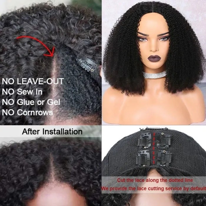 Sunber $100 Off Kinky Curly V Part Wig No Glue No Leave Out Human Hair Wigs