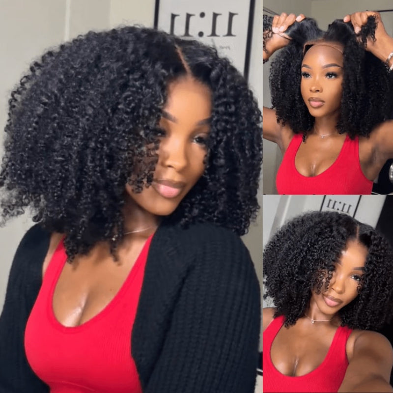 Sunber 4C Kinky Edge Kinky Curly 7x5 Pre Cut Lace Skin Melt Wig Flash Sale