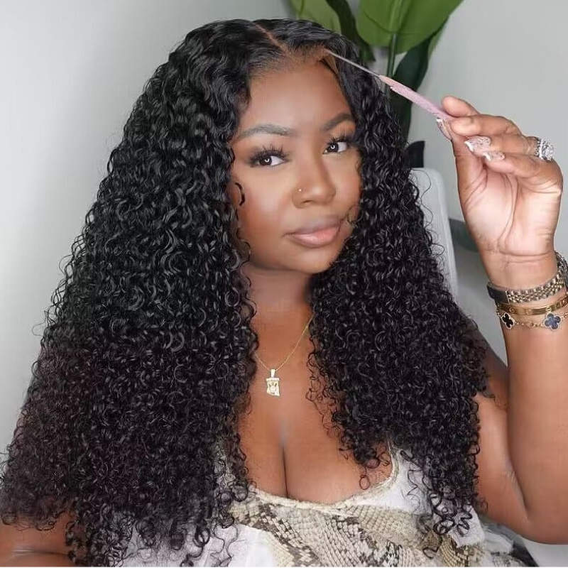 Sunber 4C Kinky Edge Kinky Curly 7x5 Pre Cut Lace Skin Melt Wig Flash Sale
