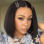 HairHive Wear Go Glueless Wigs Kinky Straight Pre Cut 7x5 HD Lace Front Bob Wigs