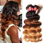 Hive Hair Malaysian Ombre Body Wave Hairs 3 Bundles, T1B/4/27 Ombre Human Hair Weaves