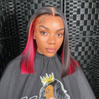 Two Tones Short Bob 13x4 Lace Front Wigs Thick Underneath Colored Hair Natural Black