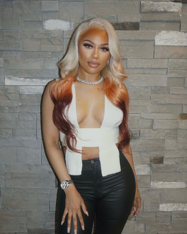 Ombre 613 Brown 13x4 Lace Frontal Wig Straight & Body Wave Preplucked Human Hair Lace Front Wigs