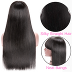 Silky Smooth Straight Human Hair Wig With Bangs Blunt Cut Soft Face-Framing Bangs