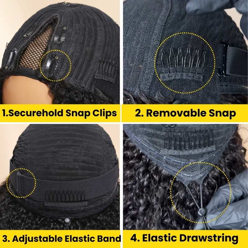 Sunber 180% Density Afro/ Kinky Curly Upgrade New V Part With No Lace No Glue Affordable Wig