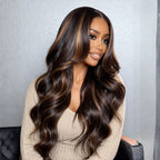Sunber 13x4 Pre Everything Yaki Straight Chestnut Brown Highlight Loose Wave Wig With Drawstring