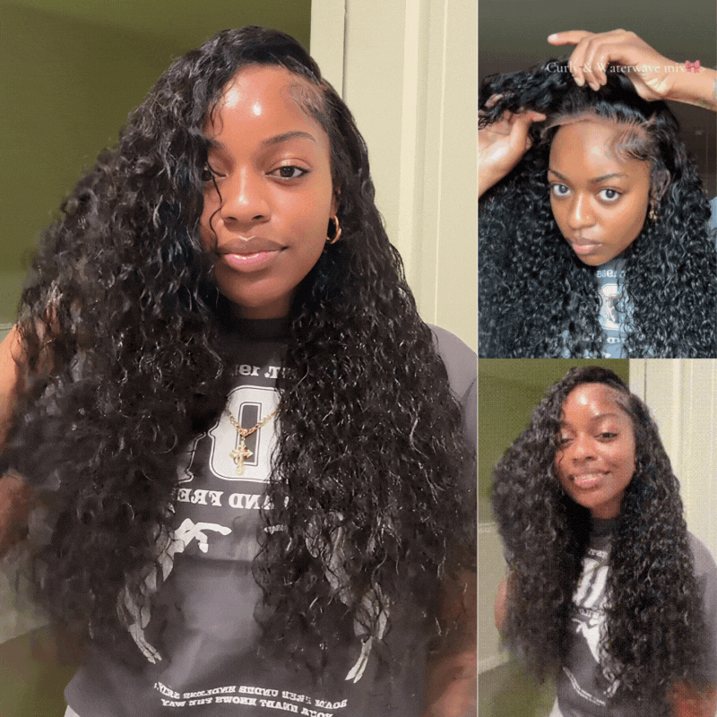 Sunber 7x5/ 13x4 Pre-Everything Lace Frontal Wig Water Wave & Curly Mixed Human Hair Wigs With Invisi Drawstring
