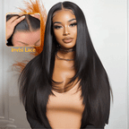 Sunber 13x4 HD Real Scalp™ Layer Cut Straight Lace Frontal Human Hair Wig with Invisi Drawstring
