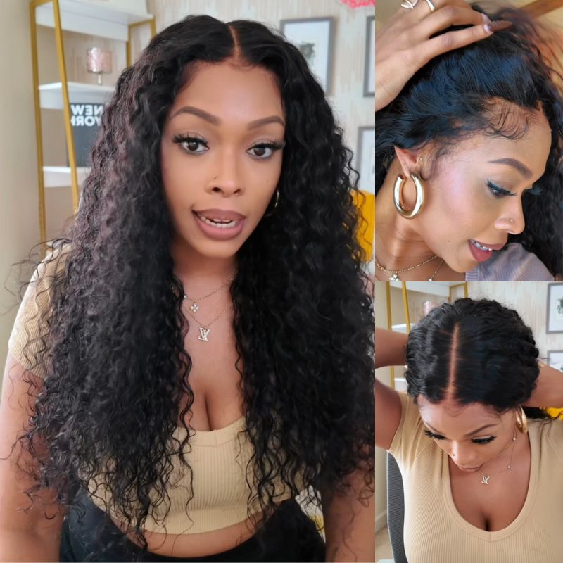 Sunber 7x5/ 13x4 Pre-Everything Lace Frontal Wig Water Wave & Curly Mixed Human Hair Wigs With Invisi Drawstring