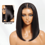 Sunber Blunt Cut Light Yaki Straight 7x5/13x4 Pre-Cut Lace Bye Bye Knots Glueless Bob Wig Pre-plucked