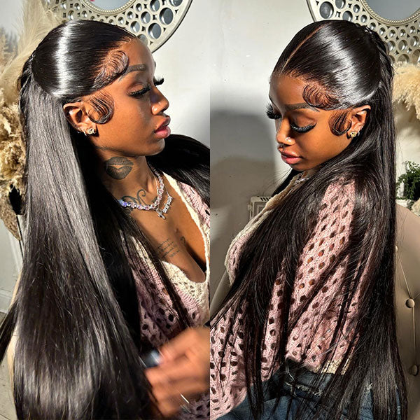 HairHive M-cap Straight Wear Go Wigs Pre Cut 9x6 HD Lace Bleached Knots Glueless Wigs Human Hair Tiny Knots Pre Plucked Hairline