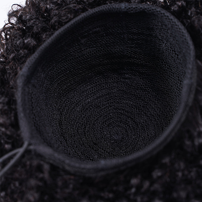 Sunber Afro Kinky Curly Puff For Woman Human Hair  With Adjustable Band And Clips
