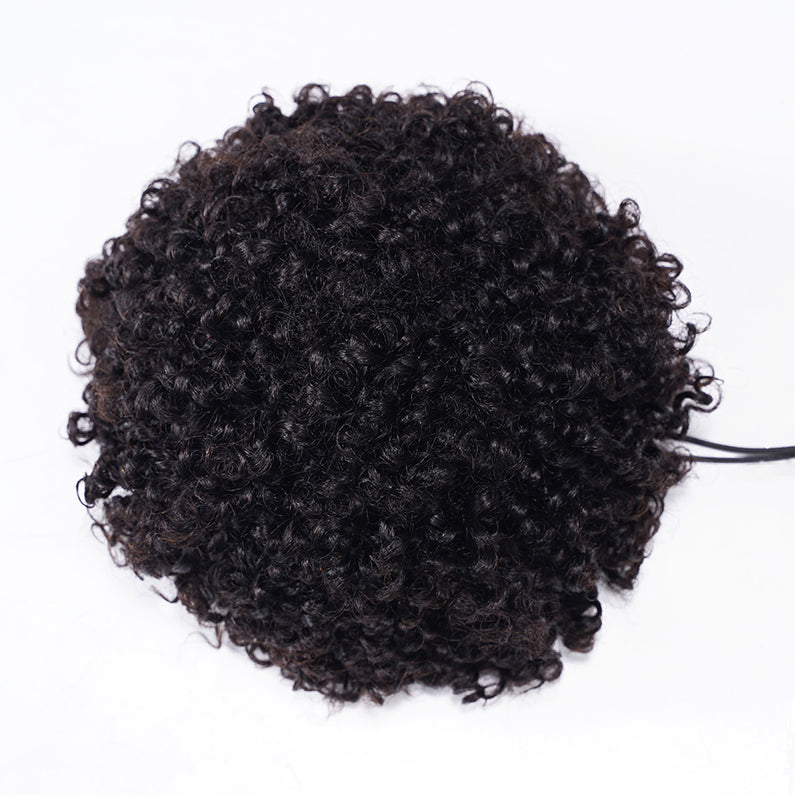 Sunber Afro Kinky Curly Puff For Woman Human Hair  With Adjustable Band And Clips