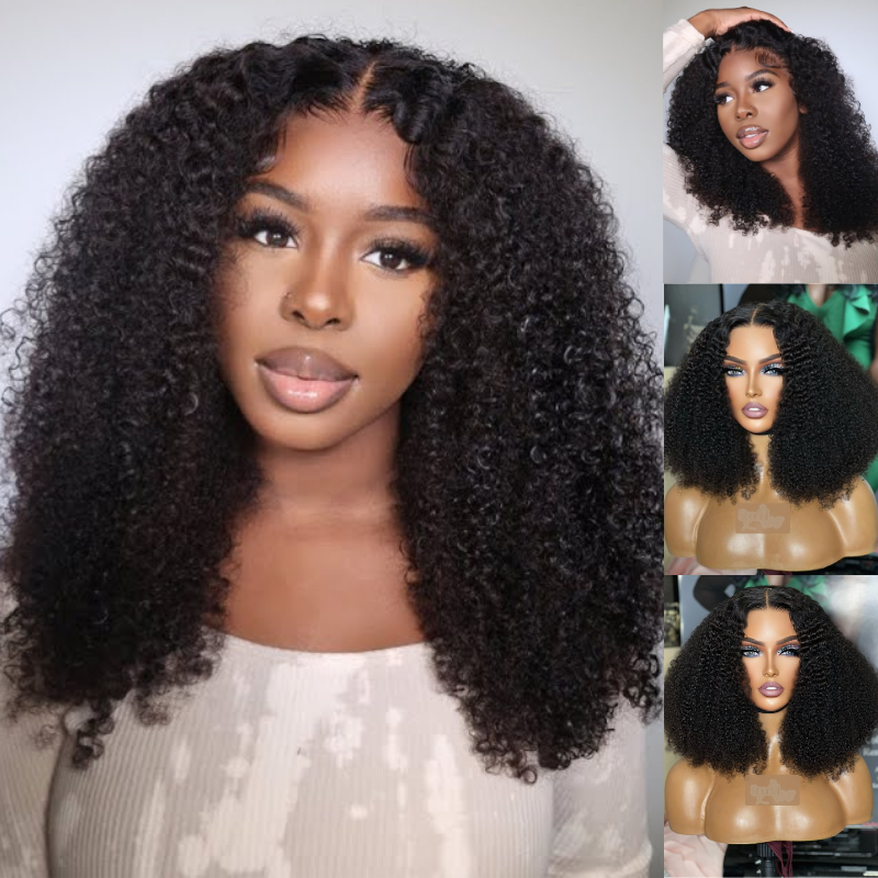 Sunber 4C Kinky Edge Kinky Curly 7x5 Pre Cut Lace Skin Melt Wig Flash Sale
