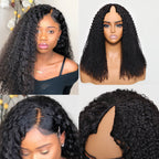Sunber 180% Density Afro/ Kinky Curly Upgrade New V Part With No Lace No Glue Affordable Wig
