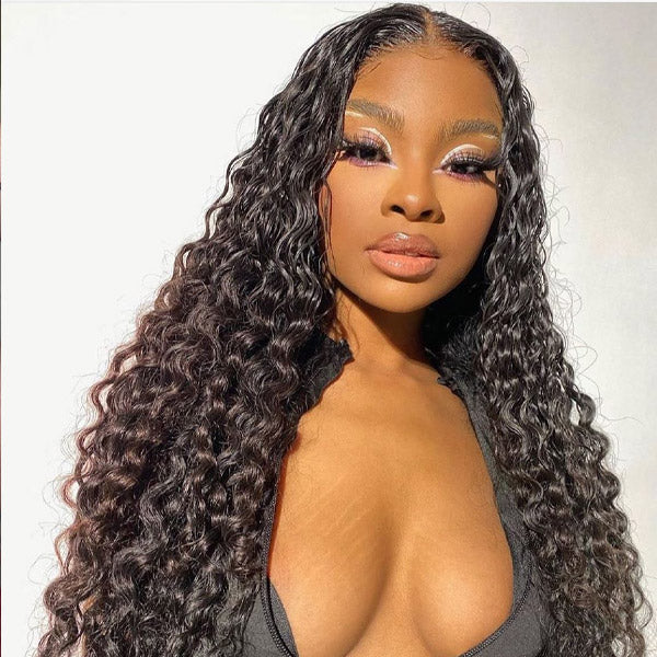 HairHive Water Wave Pre-Cut 9x6 T Part Lace Wig Bleached Knots Lace Frontal Wear Go Wig