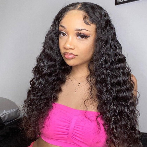 HairHive Water Wave Pre-Cut 9x6 T Part Lace Wig Bleached Knots Lace Frontal Wear Go Wig