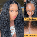 New User Exclusive |Sunber Water Wave Transparent Lace Front Wigs Glueless Pre-Cut Lace Wig Wet and Wavy Wigs