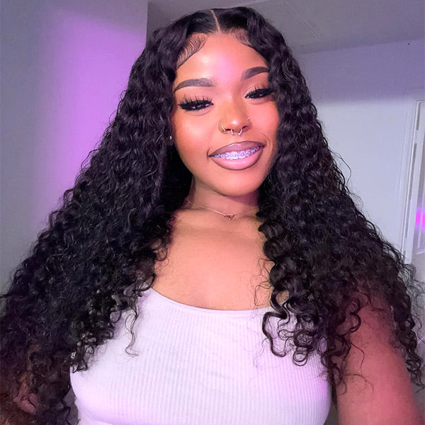 HairHive M-Cap Water Wave Pre Cut 9x6 HD Lace Wear Go Glueless Wigs Pre Bleached Tiny Knots Wet And Wavy Lace Front Wigs Human Hair