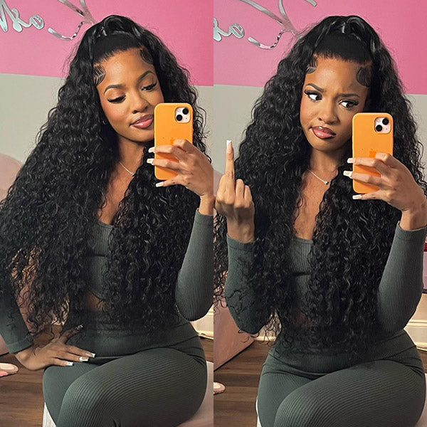 HairHive M-Cap Water Wave Pre Cut 9x6 HD Lace Wear Go Glueless Wigs Pre Bleached Tiny Knots Wet And Wavy Lace Front Wigs Human Hair